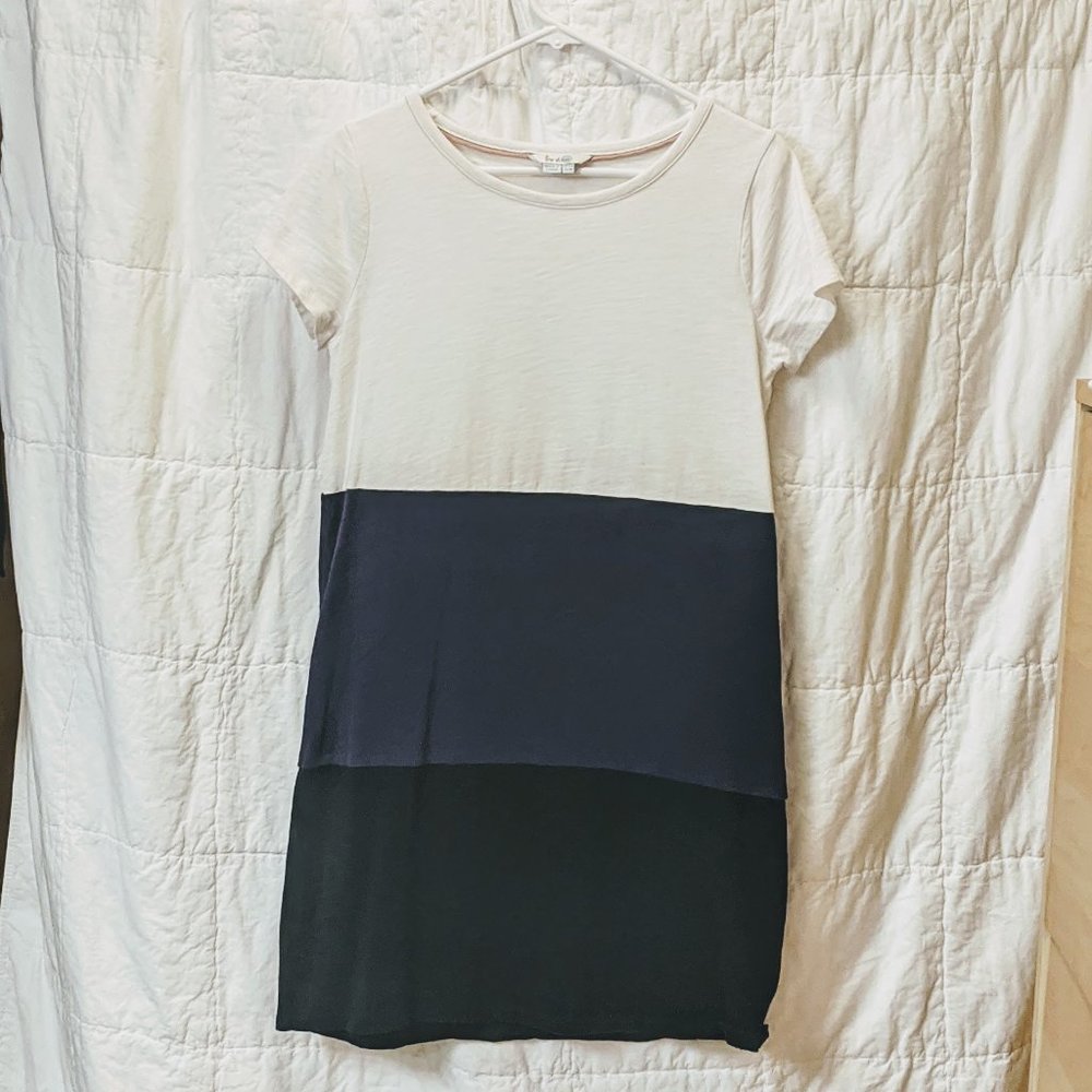 Boden Blue, White & Navy T-Shirt Dress